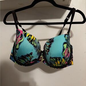 Cacique Turquoise Floral Print Bra
